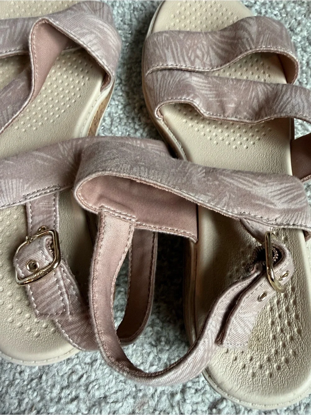 BZees Radiant Cork Wedge Strappy Sandal 7.5